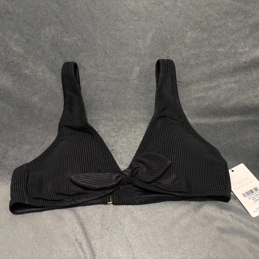 Black Lively The Swim Ribbed Plunge Bralette Medium NWT